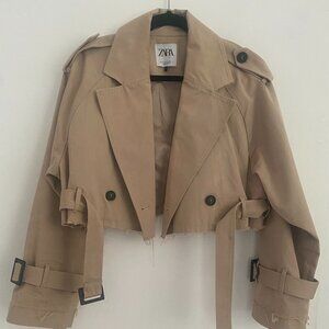 PRE-OWNED ZARA OVERSIZED CROPPED TRENCH BEIGE SIZE SMALL